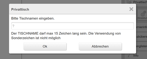 Screenshot Privattisch erstellen